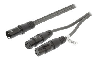 Cable XLR Estéreo Macho de 3 Pines - 2x XLR Hembra de 3 Pines de 1,5 m Gris Oscuro - Sweex SWOP1