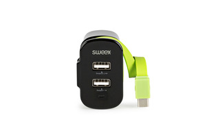 Cargador de Pared 3-Salidas 3 A 2 x USB / USB-C Negro/Verde - Sweex CH-027BL