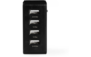 Cargador de Pared - 4,8 A - 4 salidas - USB-A - Negro - Nedis WCHAU481ABK