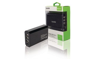 Cargador de Pared con 4 Salidas USB/USB-C de 8 A en Color Negro - Sweex CH-017BL