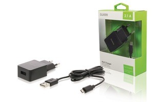Cargador de Pared con Cable Micro USB Independiente, Color Negro - Sweex CH-003BL