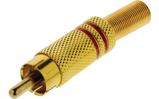 Conector RCA macho en color rojo y anillo chapado en oro - Valueline VGAP24900R