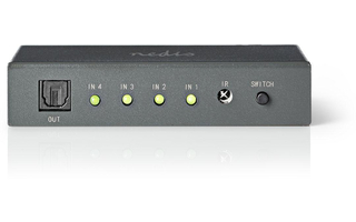 Conmutador de Audio Óptico - 4 puertos - 4 entradas TosLink - 1 salida TosLink - Nedis ASWI2504A