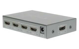 Conmutador HDMI de 4 puertos con 4 entradas HDMI y salida HDMI en color gris oscuro - König KNVS