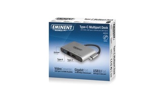 EMINENT - DOCK MULTIPUERTO USB TIPO C 4K CON HDMI, USB TIPO A, ETHERNET Y USB TIPO C