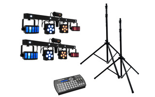 Eurolite Set 2x LED KLS Laser Bar PRO + Easy Show + 2x M-4 Speaker-System Stand