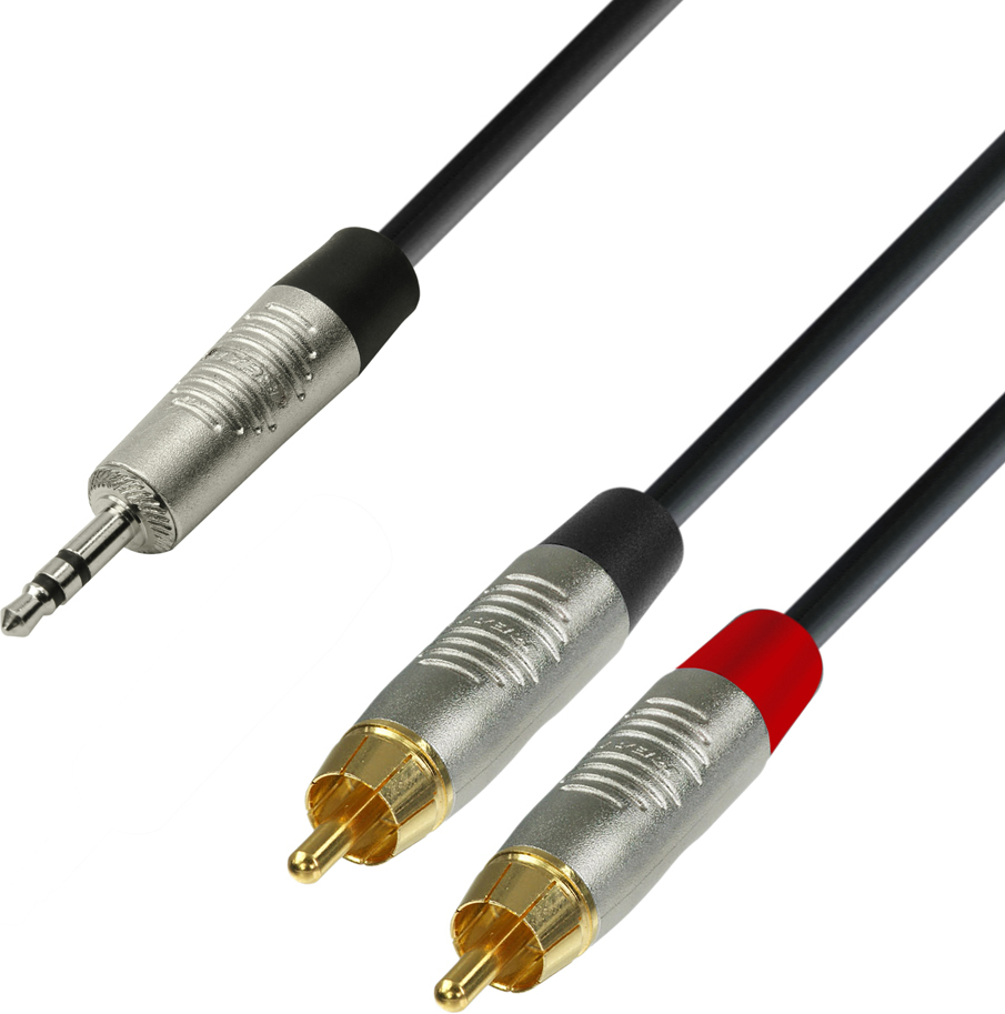 Adam Hall Cables 4 STAR YWMM 0180 - Cable de Audio REAN de Minijack 3,5 mm estéreo a 2 XLR macho 1,8 m