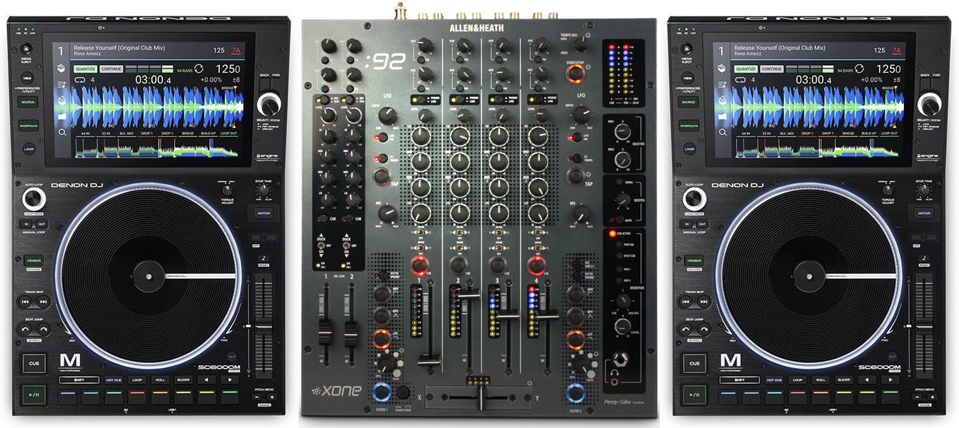 Allen & Heath Xone92 + 2x Denon DJ SC6000M DJMania