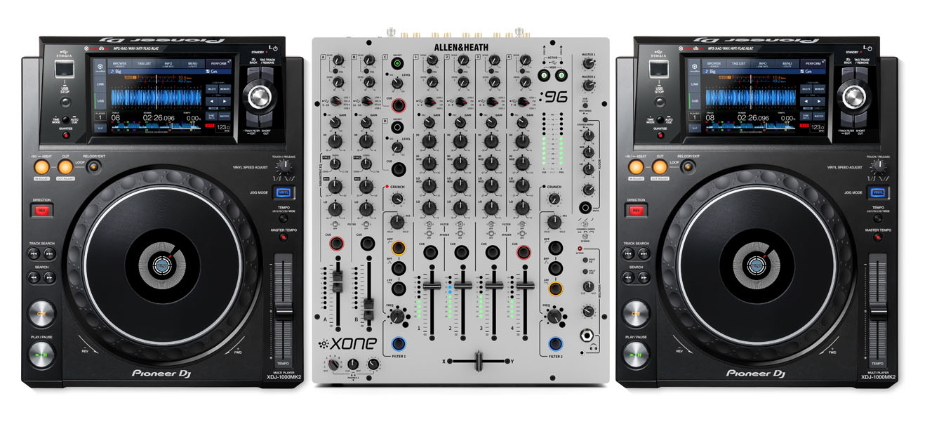 Allen & Heath Xone96 + 2x Pioneer XDJ 1000 Mk2 DJMania