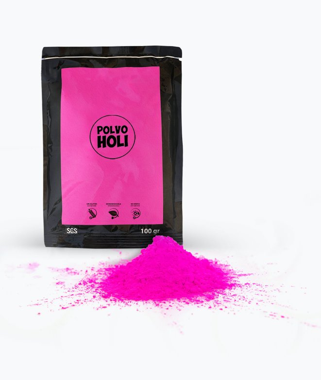Bolsa de polvos Holi de 100 gramos - Rosa - DJMania