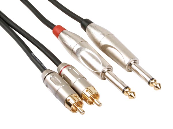 Cable Audio Profesional 2 X Rca Macho A 2 X Jack Mono 635mm 5m Djmania 