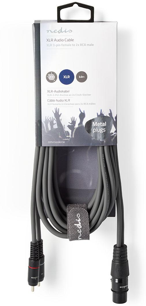 Cable de Audio balanceado XLR 3 pines hembra 2x RCA macho