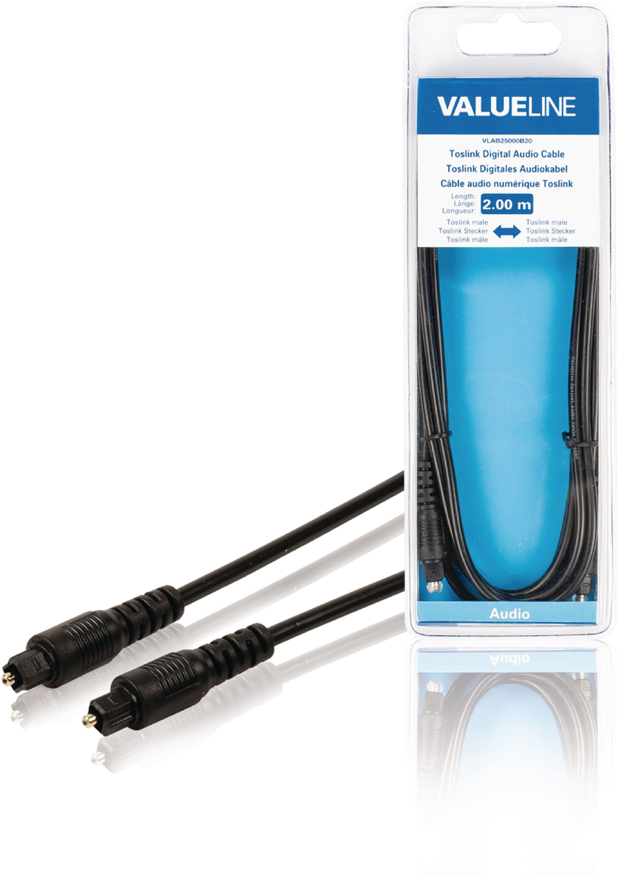 Cable de audio digital Toslink macho Toslink macho de 2.00 m en color negro DJMania