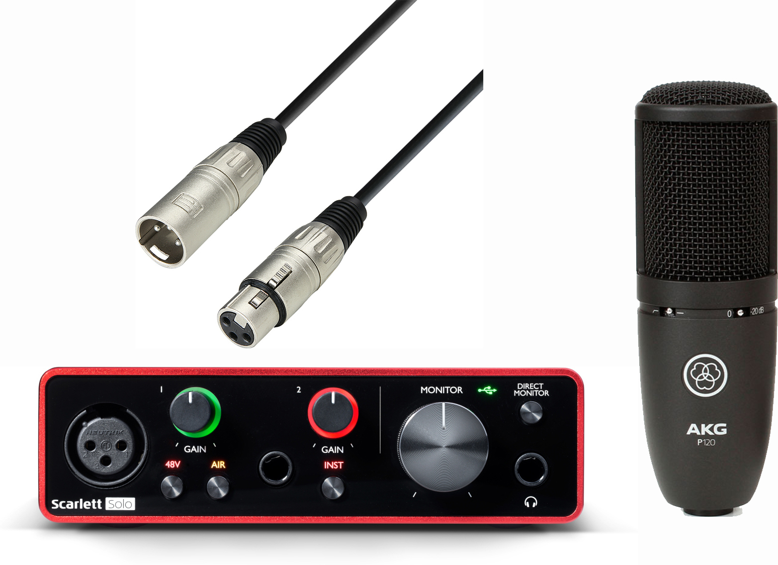 Focusrite Solo 3Rd Gen + AKG P120 + Cable XLR 3M DJMania