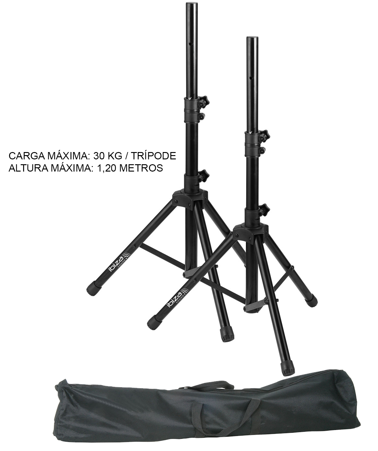 Ibiza Sound SS01B - Pareja soportes de altavoz bolsa de transporte