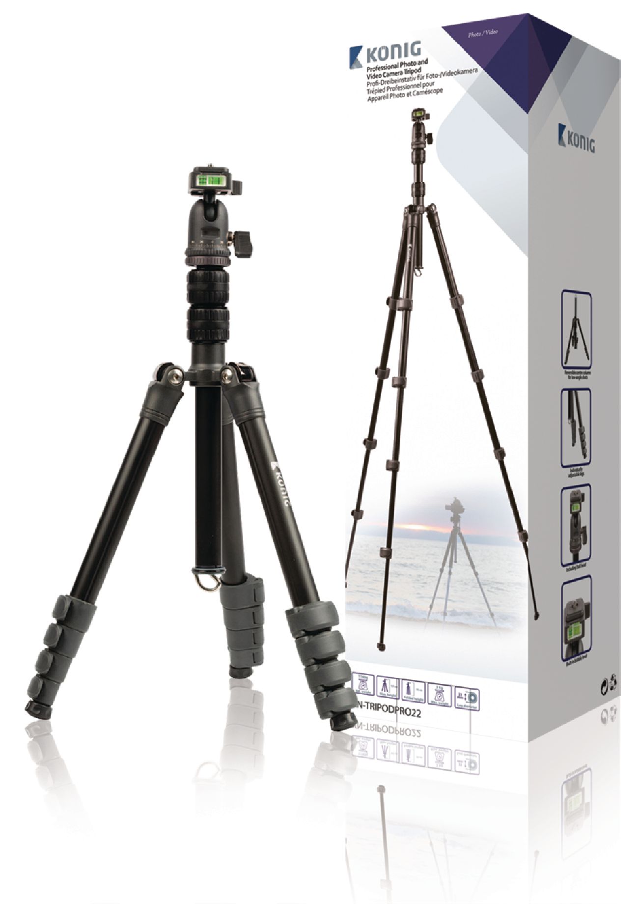 Trípode profesional para cámaras de fotos y vídeo de 114 cm - DJMania