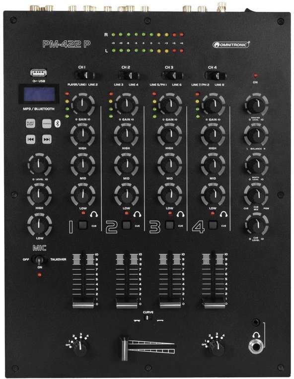 OMNITRONIC PM422P 4Channel DJ Mixer with Bluetooth & USB Player DJMania