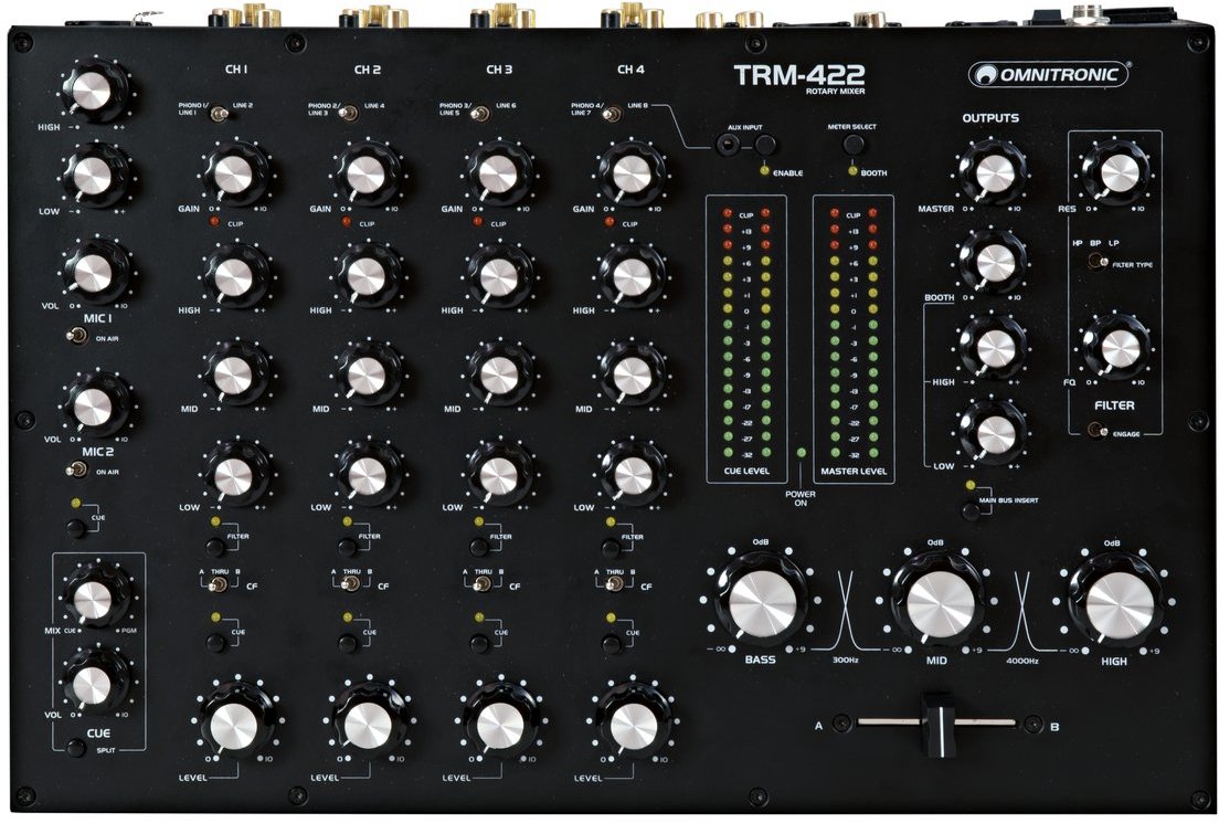 Omnitronic TRM-422 — Mezclador giratorio de 4 canales