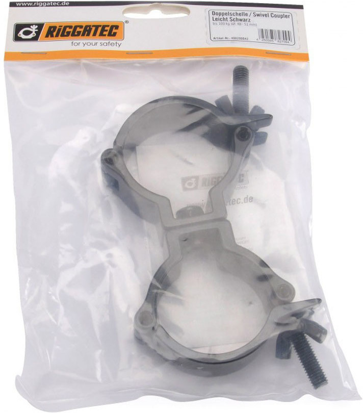 Semiabrazadera Con Gancho Riggatec Para Tubos 48-51 Mm - Soporta Hasta 250 Kg, Aluminio