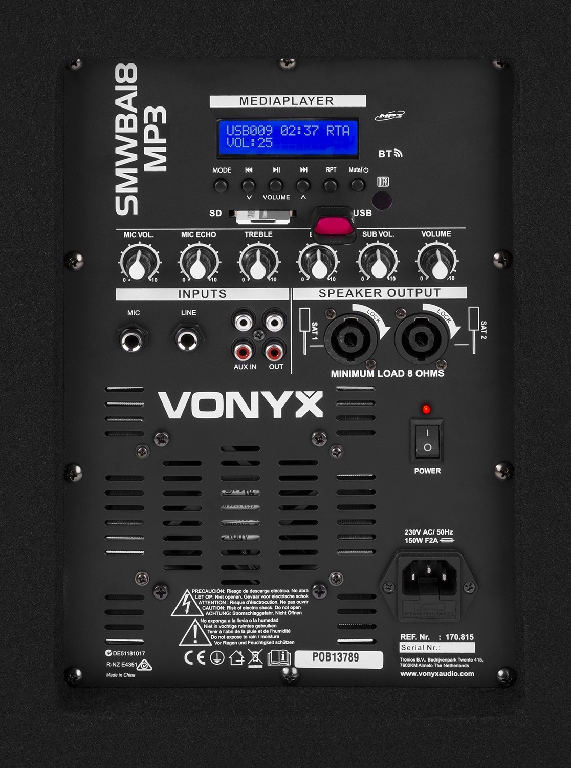 Vonyx SMWBA18 MP3 Subwoofer BiAMP 18" / 1000W y Bluetooth DJMania