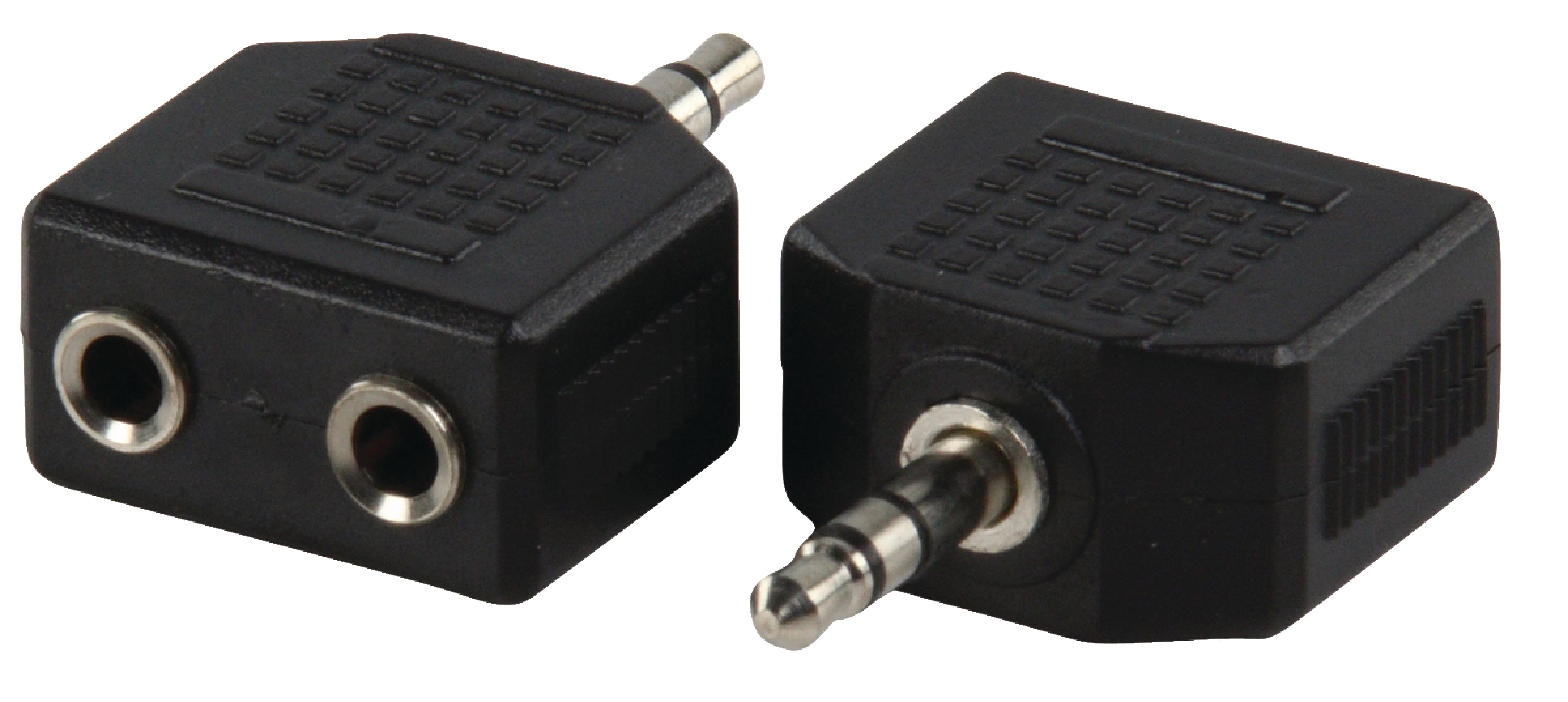 Adaptador De Audio Estéreo 35 Mm Macho 2x 35 Mm Hembra Negro Valueline Ac 012 Djmania 