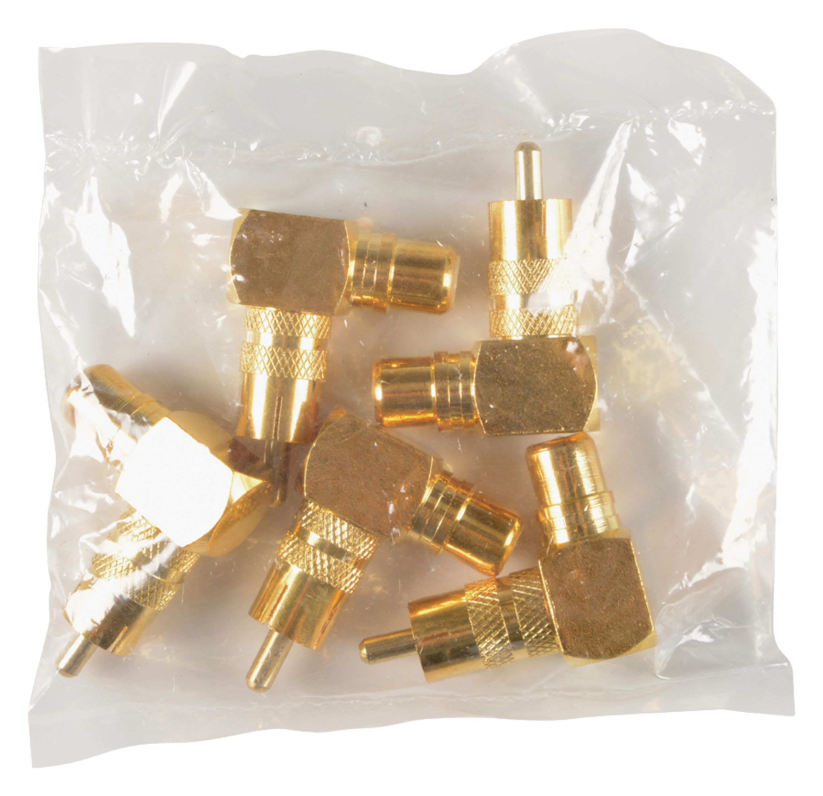CONECTOR RCA MACHO - PUNTA DORADA - CAJA NEGRA - ARO ROJO