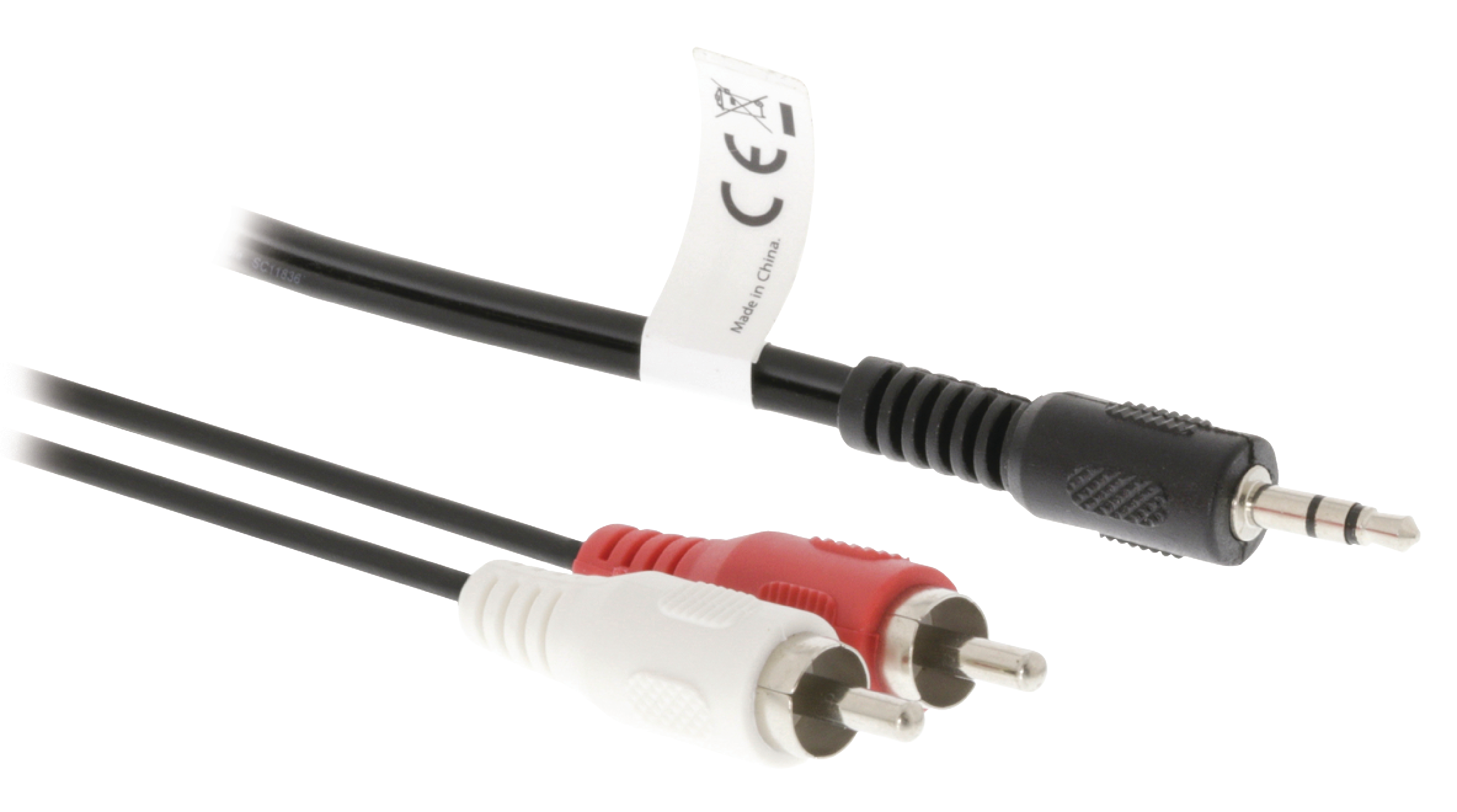 Cable adaptador de audio jack estéreo de 3.5 mm macho 2 RCA macho de