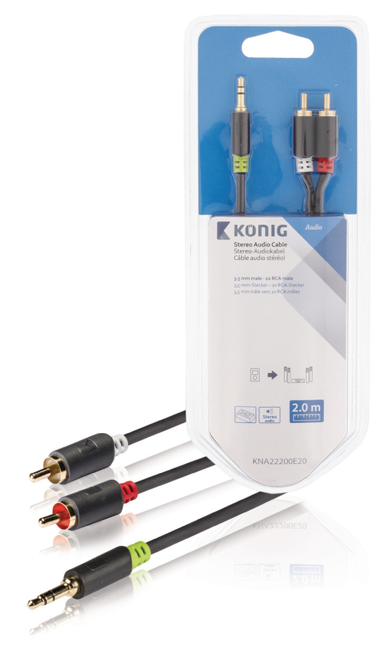 Cable de audio estéreo de 3,5 mm macho a 2x RCA macho de 2,00 m en gris ...