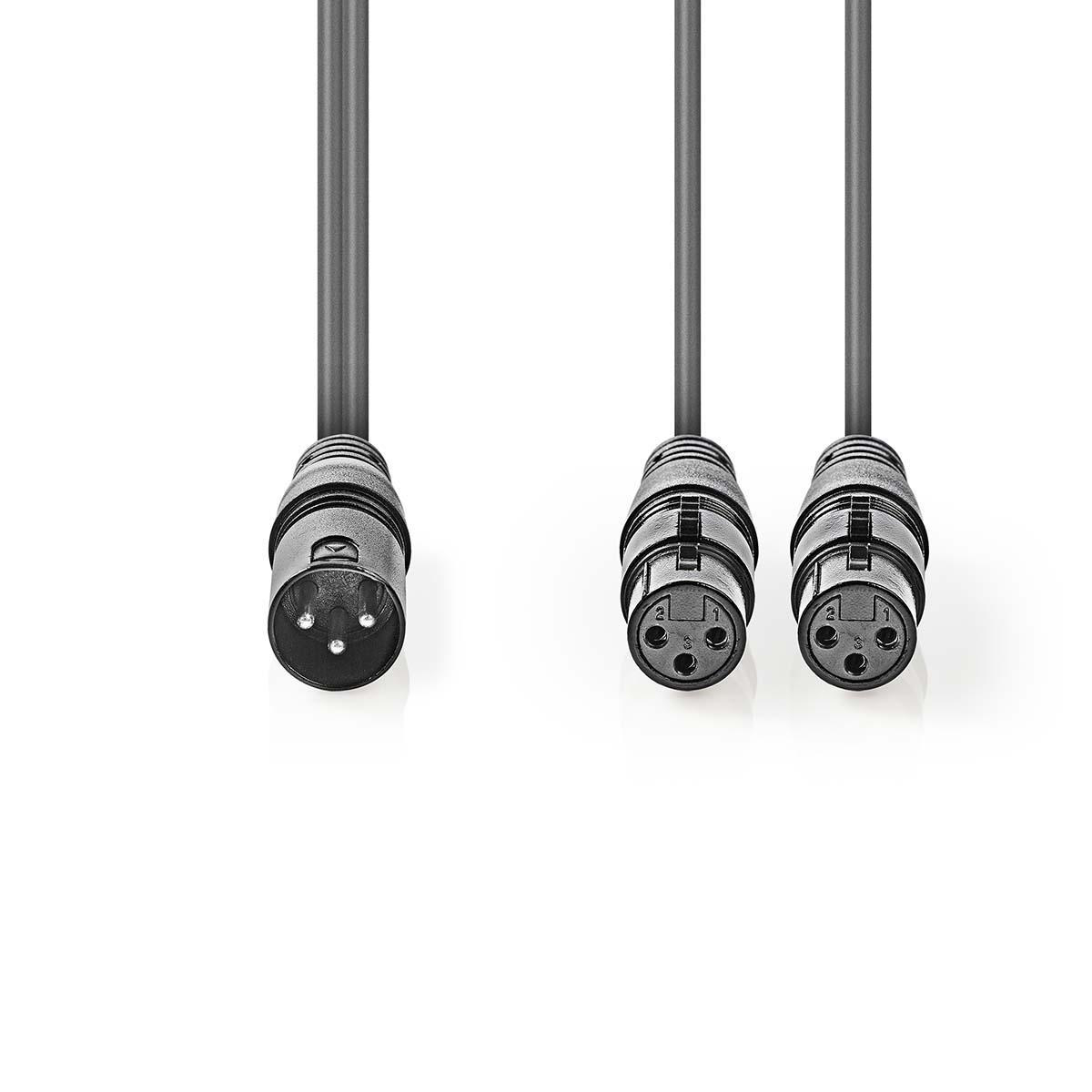 2x Cable XLR Estéreo Macho de 3 Pines - 2x XLR Hembra de 3 Pines de 3,0 m Gris Oscuro