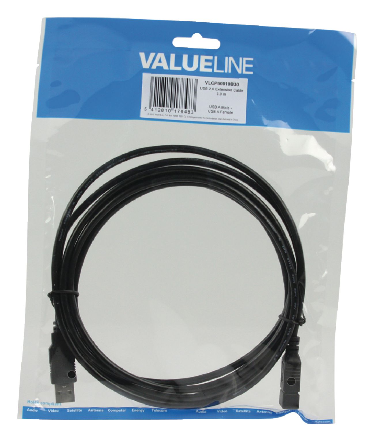 Cable De Extensión Usb 20 Usb A Macho Usb A Hembra 300 M Valueline Vlcp60010b30 Djmania 2696