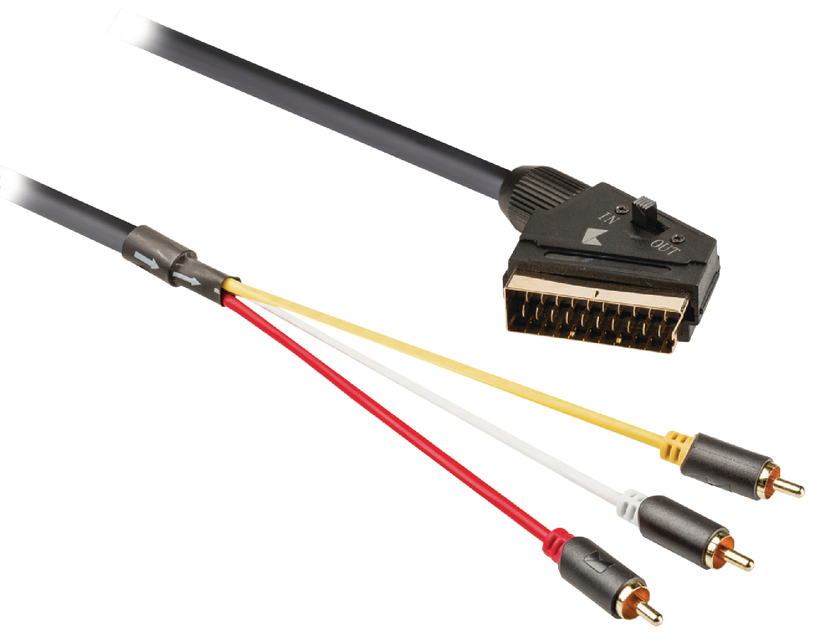 Cable SCART - RCA conmutable de SCART macho a 3x RCA macho de 2,00 m en ...