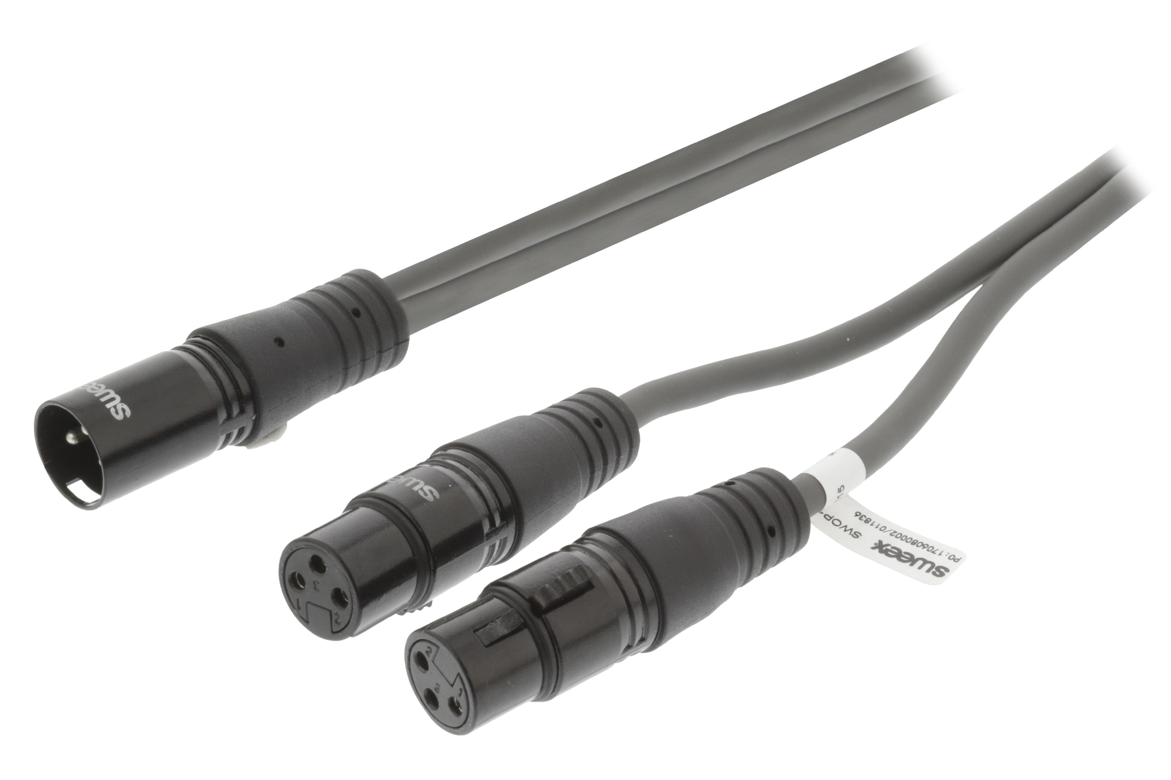 Cable XLR Estéreo Macho de 3 Pines 2x XLR Hembra de 3 Pines de 1,5 m