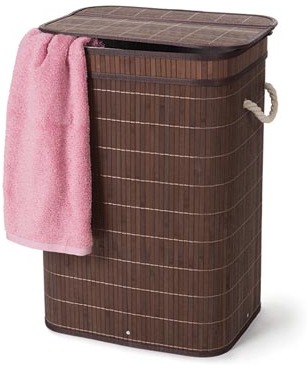Cesto para la ropa con tapa abatible - bambú - rectangular - color