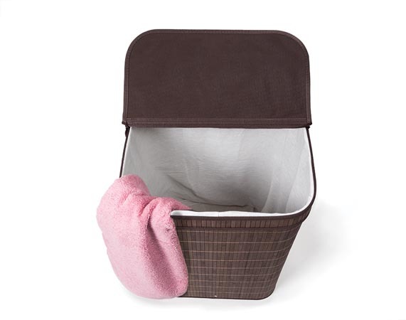 Cesto para la ropa con tapa abatible - bambú - rectangular - color