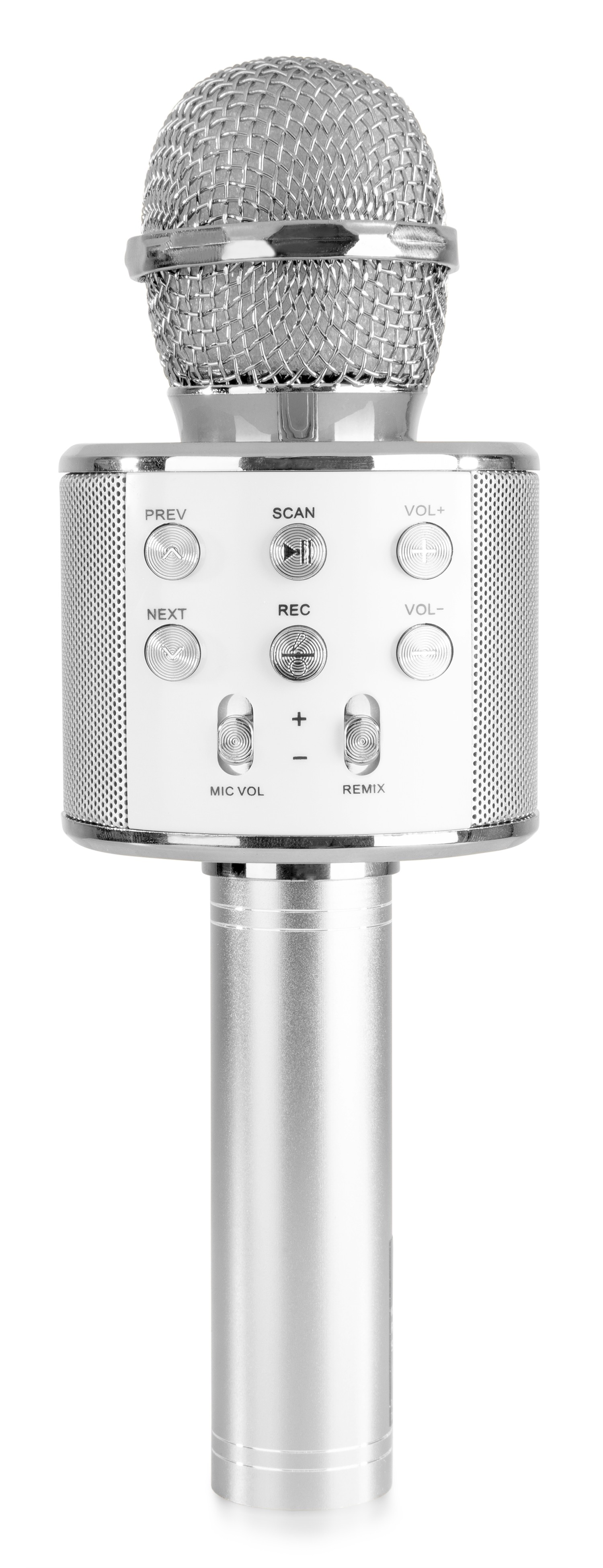 KM01 Karaoke Mic with builtin Speakers BT/MP3 Silver DJMania