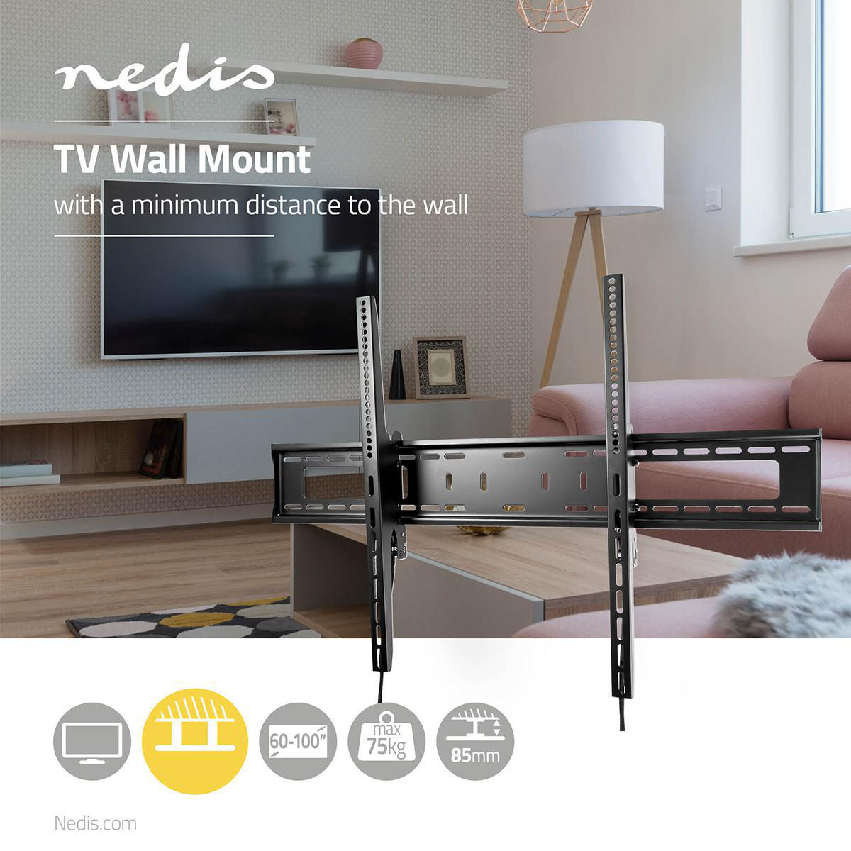 Soporte Inclinado de Pared para TV - 60 - 100" - Máx. 75 kg - 85 mm de