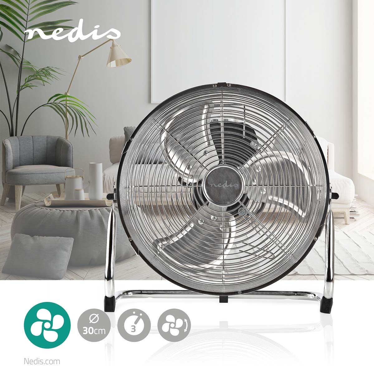 Ventilador De Suelo - 300 Mm - 3 Velocidades - Inclinable - Metal - DJMania