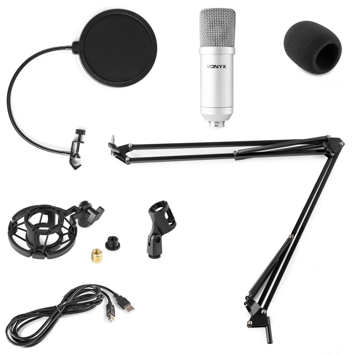 Vonyx CMS300S Studio Microphone Set USB Titanium DJMania