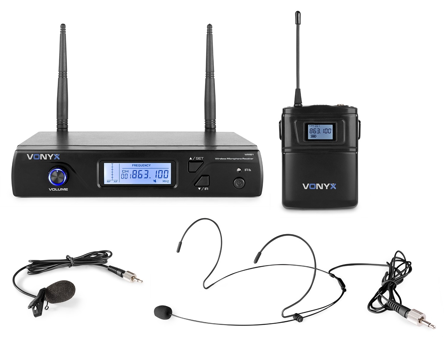 Vonyx WM61B Wireless Microphone UHF 16Ch with 1 Bodypack DJMania
