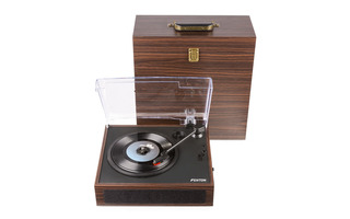 Fenton RP170D Record Player with Record Storage Case Dark Wood