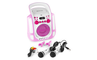Fenton SBS30P Karaoke System with CD and 2 Microphones Pink