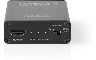 HDMI™ Audio Extractor - Digital estereo - 1x HDMI™ Input - 1x HDMI™ Output + TosLink + 3.5 mm