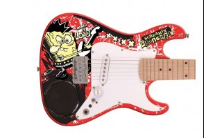 GUITARRA ELECTRICA 3/4 ALTAVOZ INCORPORADO BOB ESPONJA ROJA