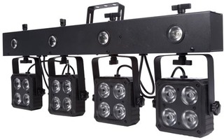 Juego de iluminación LED compacto - 16 x 8W RGBW 4-in-1 + 4x Estroboscopio LED de 1W