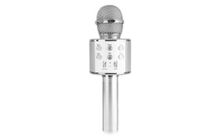 MAX KM01 Micrófono Karaoke con altavoz y reproductor Bluetooth / MP3 Plata