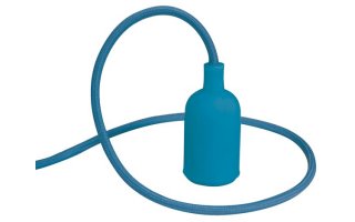 Lámpara de diseño con cable de tela - para colgar del techo - color Azul