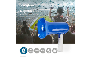 Megáfono - Tecnología Inalámbrica Bluetooth - 115 dB - Alcance de 300 m - Azul/Blanco