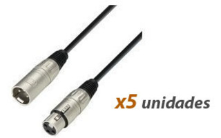 Pack: (5x) Cable XLR Hembra >> XLR Macho 10 metros