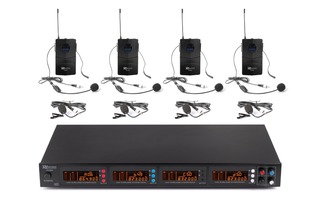 Power Dynamics PD504B 4x 50-Channel UHF Wireless Microphone Set with 4 bodypack microphones