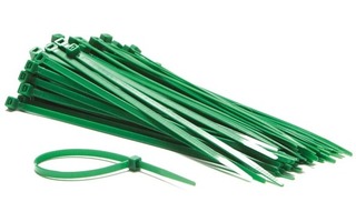 Juego con cadenetas de Nylon - 4.8 x 200 mm - Color verde 100 unidades